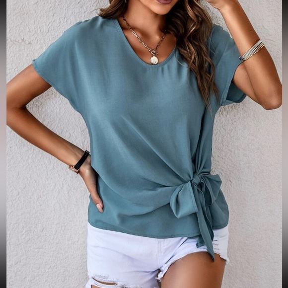 Boho batwing sleeve knot side blouse - Picture 10 of 15